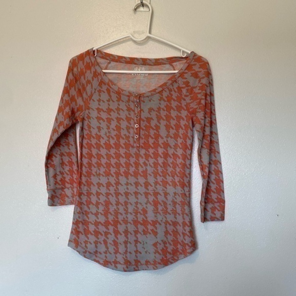 Mudd mid button up thermal textured khaki and orange henley shirt medium